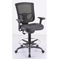 Officesource CoolMesh Pro Back Stool with Adjustable Arms, Upholstered Leather Seat, Footring and Black Base 8051ANSLBK